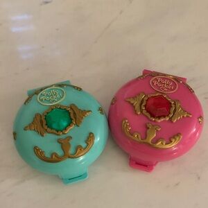 Vintage Original Polly Pocket 1990s Gem Toy Pink and Green